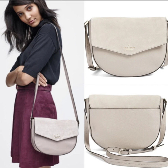 Kate Spade Spencer Court Lavinia Leather Medium Crossbody Bag Cream - Picture 1 of 5